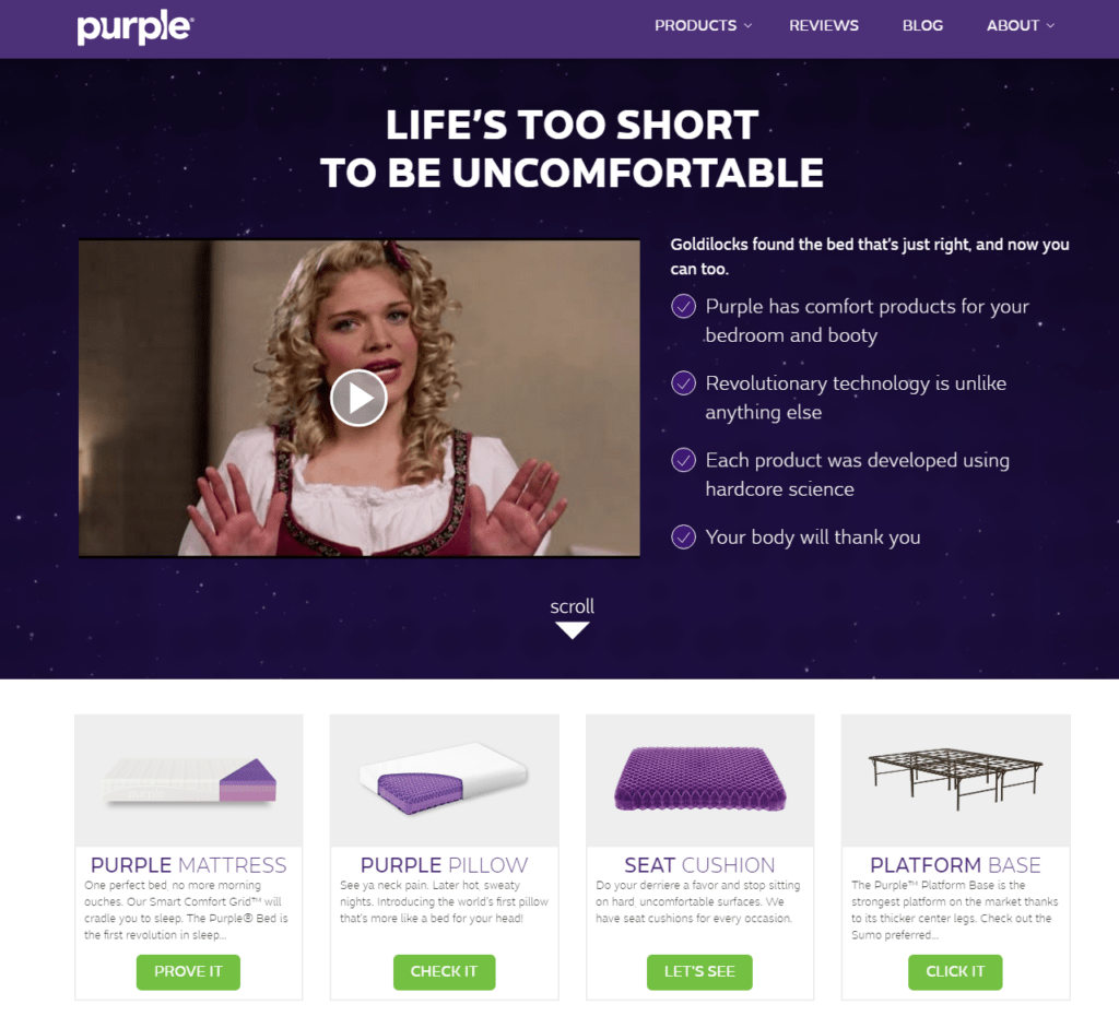 OnPurple.com网站-销售紫色床垫，枕头，床单，保护器，框架和基础