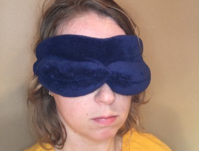 Brookstone NapForm Eye Mask worn