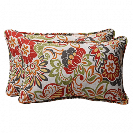 完美装饰的彩色现代花卉矩形枕头